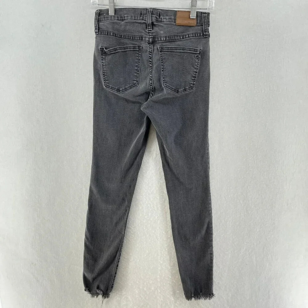 Madewell Jeans Womens 26 Black Wash High Rise Slim Skinny Raw Hem Button Denim - Picture 2 of 11